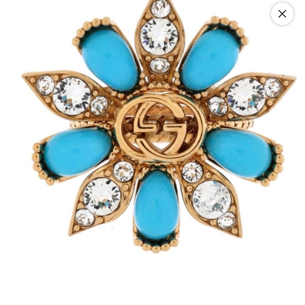 Gucci- Gold And Turquoise Flower Ring Comes W/ & Dusty